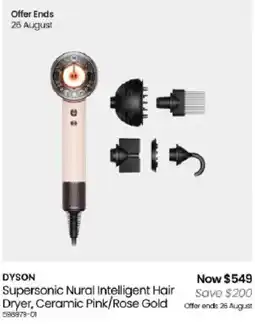 Myer Dyson Supersonic Nural Intelligent Hair Dryer, Ceramic Pink/Rose Gold offer