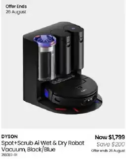 Myer Dyson Spot+Scrub Ai Wet & Dry Robot Vacuum, Black/Blue offer