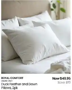 Myer Royal Comfort Duck Feather and Down Pillows offer