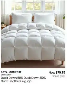 Myer Royal Comfort Duck Down 50% Duck Down 50% Duck Heathers e.g. QS offer