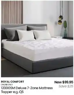 Myer Royal Comfort 1200GSM Deluxe 7-Zone Mattress Topper e.g. QS offer