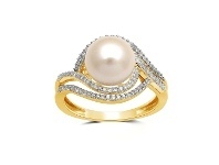 Bevilles Jewellery 9ct Yellow Gold Pearl & Diamond Ring offer