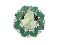 Bevilles Jewellery Sterling Silver and Rhodium Treated Green Ring offer