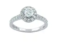 Bevilles Jewellery Love by Michelle Beville Halo Solitaire Ring with 0.90ct of Diamonds in 18ct White Gold - M offer