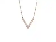 Bevilles Jewellery Rose Stainless Steel Crystal Pave V Necklace offer