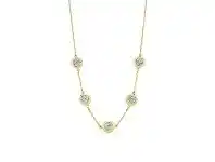 Bevilles Jewellery 9ct Yellow Gold Silver Infused Crystal Pave Circles Necklace offer