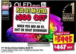 JB Hi-Fi 77" 4K Evo AI Smart Gallery OLED TV offer