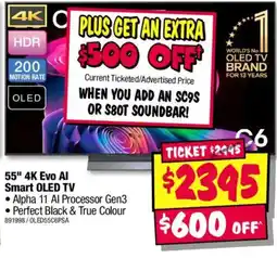 JB Hi-Fi 55" 4K Evo AI Smart OLED TV offer