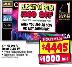 JB Hi-Fi 77" 4K Evo AI Smart OLED TV offer