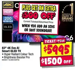 JB Hi-Fi 83" 4K Evo AI Smart OLED TV offer