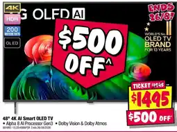 JB Hi-Fi 48" 4K AI Smart OLED TV offer