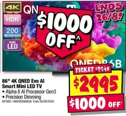 JB Hi-Fi 86" 4K QNED Evo AI Smart Mini LED TV offer