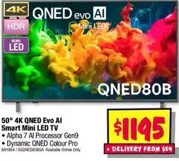JB Hi-Fi 50" 4K QNED Evo AI Smart Mini LED TV offer