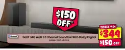 JB Hi-Fi S60T 340 Watt 3.1 Channel Soundbar With Dolby Digital offer