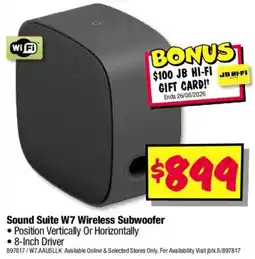 JB Hi-Fi Sound Suite W7 Wireless Subwoofer offer