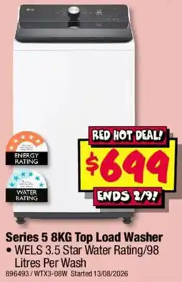 JB Hi-Fi LG Series 5 8KG Top Load Washer offer