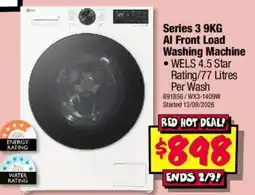 JB Hi-Fi LG Series 3 9KG AI Front Load Washing Machine offer