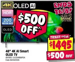 JB Hi-Fi 48" 4K AI Smart OLED TV offer