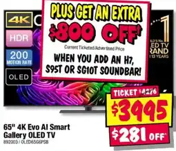 JB Hi-Fi 65" 4K Evo AI Smart Gallery OLED TV offer