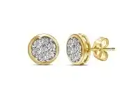 Bevilles Jewellery 9ct Yellow Gold Illusion Diamond Set Earrings offer