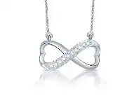 Bevilles Jewellery Sterling Silver Diamond Infinity Necklace with Heart Ends offer
