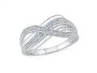 Bevilles Jewellery 9ct White Gold 0.10ct Diamond Multi Cross Over Dress Ring offer