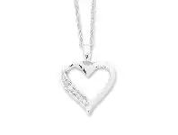 Bevilles Jewellery Sterling Silver Diamond Set Open Heart Necklace offer