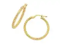 Bevilles Jewellery 9ct Yellow Gold Silver Infused Patterned Hoop Earrings 10mm offer