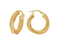 Bevilles Jewellery 9ct Yellow Gold Silver Infused Fancy Twist Hoop Earrings 20mm offer
