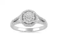 Martina 1/4ct of Diamonds Halo Ring in Sterling Silver - L