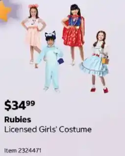Costco Rubies Licensed Girls' Costume offer