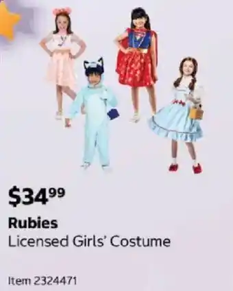 Rubies Licensed Girls' Costume
