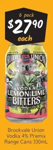 Cellarbrations Brookvale Union Vodka Lemon Lime Bitters offer