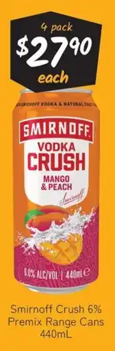 Cellarbrations Smirnoff Crush Mango & Peach offer