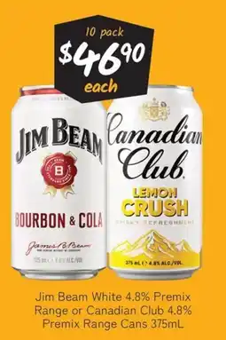 Cellarbrations Jim Beam White or Canadian Club Premix offer