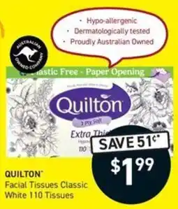 Chemist King Quilton Facial Tissues Classic White offer