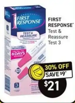 Chemist King First Response Test & Reassure Test 3 offer