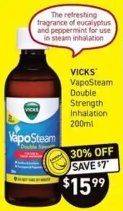 Chemist King Vicks VapoSteam Double Strength Inhalation offer