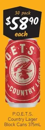 Cellarbrations P.O.E.T.S. Country Lager offer