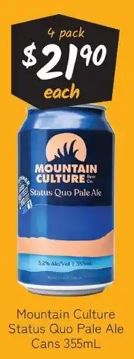 Cellarbrations Mountain Culture Status Quo Pale Ale offer