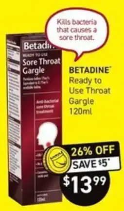 Chemist King Betadine Ready to Use Throat Gargle offer