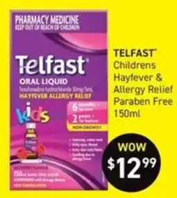 Chemist King Telfast Childrens Hayfever & Allergy Relief offer