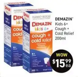 Chemist King Demazin Kids 6+ Cough + Cold Relief offer