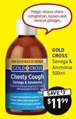 Chemist King Gold Cross Chesty Cough Senega & Ammonia offer