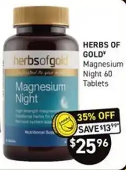 Chemist King Herbs of Gold Magnesium Night offer