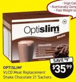 Chemist King Optislim VLCD Meal Replacement Shake Chocolate offer