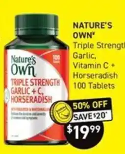 Chemist King Nature's Own Triple Strength Garlic + C + Horseradish offer