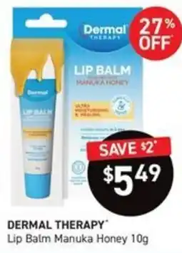 Chemist King Dermal Therapy Lip Balm Manuka Honey offer