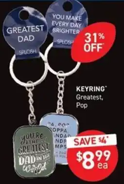 Chemist King Keyring Greatest, Pop offer