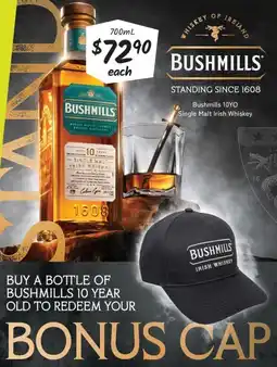 Cellarbrations Bushmills 10YO Single Malt Irish Whiskey offer